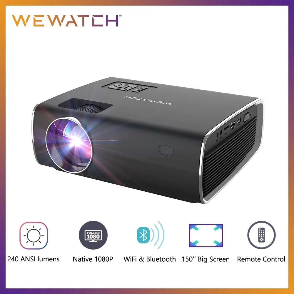 WEWATCH V56 Native 1080P Full HD Movie Projector WiFi Bluetooth Built