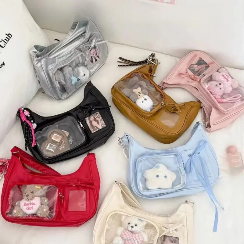 Y2k Harajuku Shoulder Bag Women Korean Transparent Ita Bag School Crossbody Bag Female Japanese Designer Preppy Handbag Purse 2