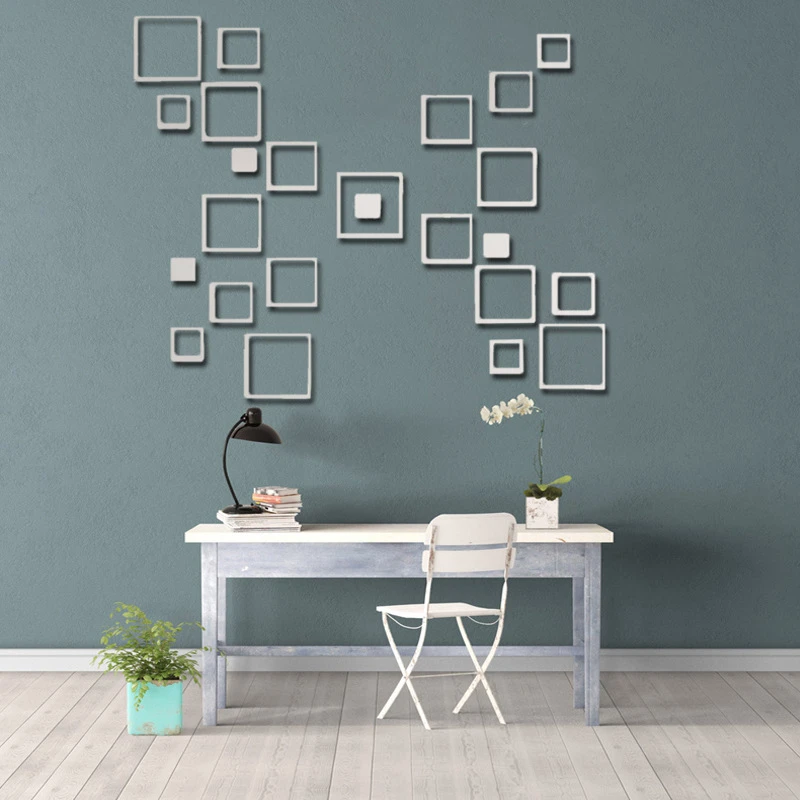

Square Acrylic Mirror Crystal Wall Sticker Living Room Background Wall Decoration 3D Mirror Stickers Home Decor