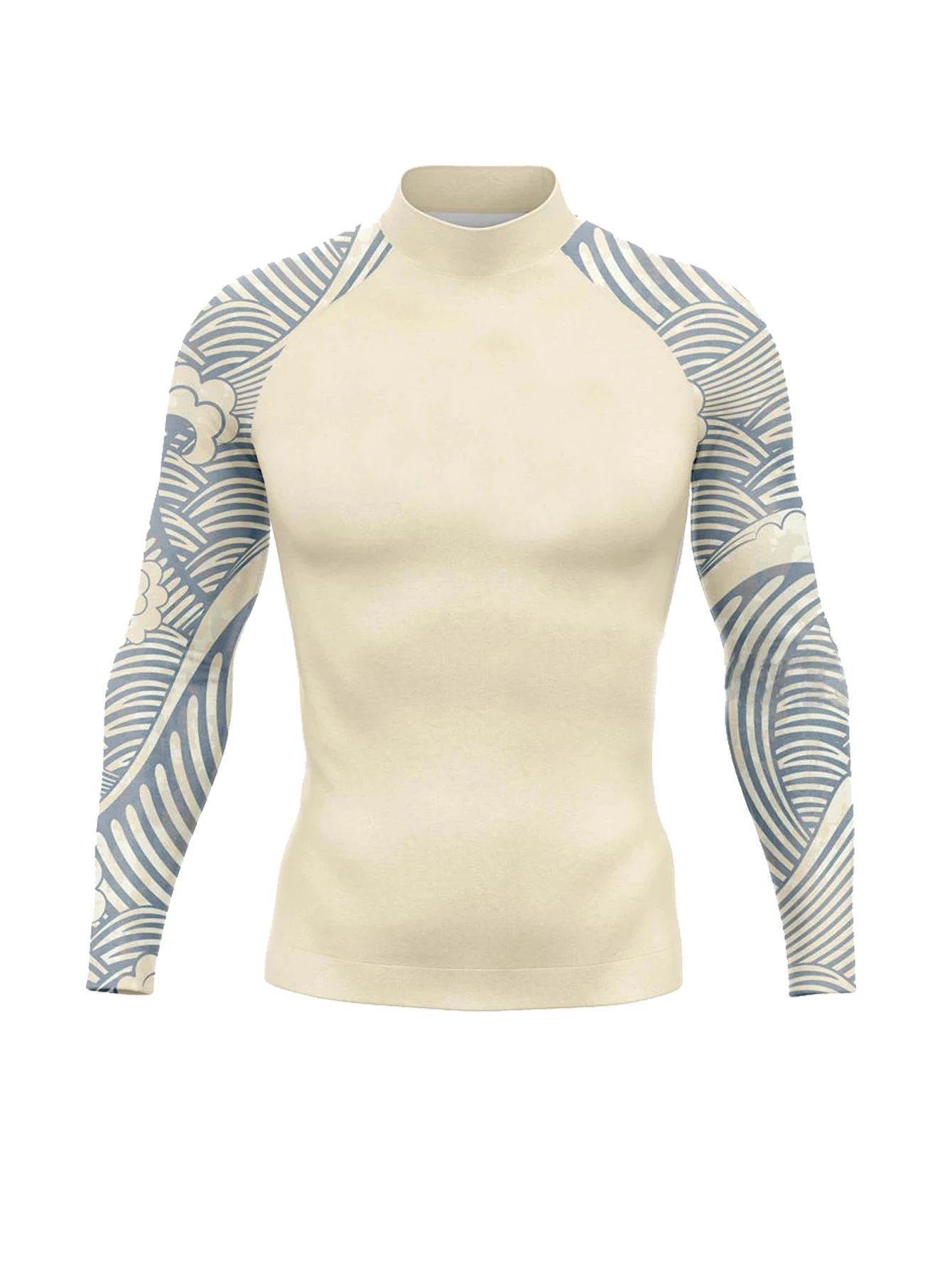 Men Long Sleeve Quick-drying Top Rash Guard Surf Shirts Swimming Rashguard Shirt Swimsuit UPF 50+ Beachwear
