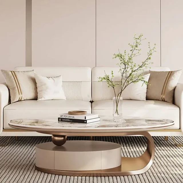 Table Basse Décorative Irrégulière Style Unique Blanc Nordique Table Basse Moderne Luxe Gain de Place Meuble Salon Mobilier de Salon 1