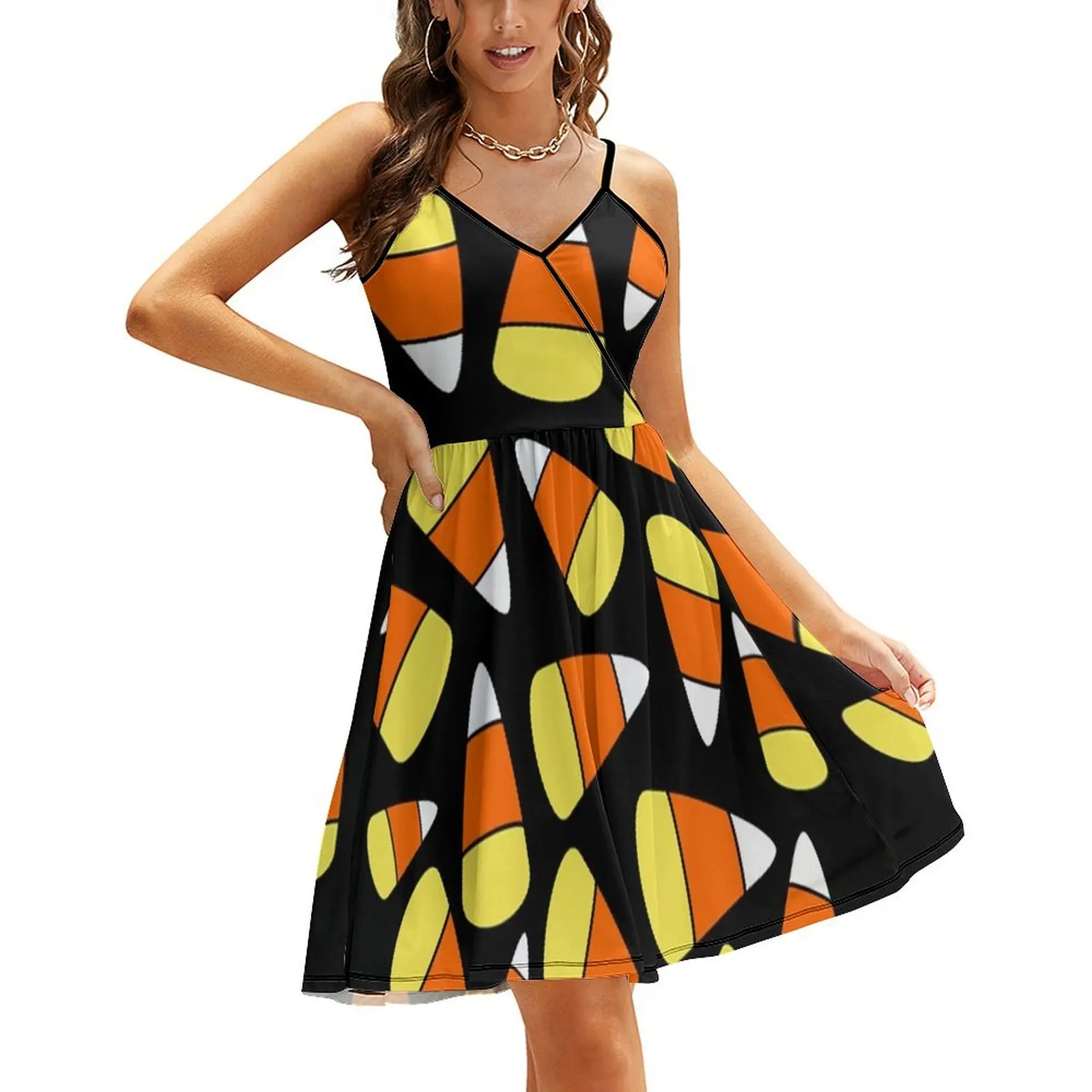 

Candy Corn Pattern Halloween Sling Dress clothes for women women evening dress clothes for woman Beachwear