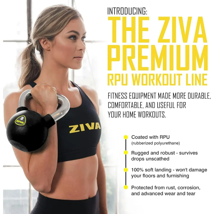 15lb Premium Kettlebell – Commercial Grade Rubber Urethane Coated Free Weights for Strength, Conditioning, Home Gym Workouts – A