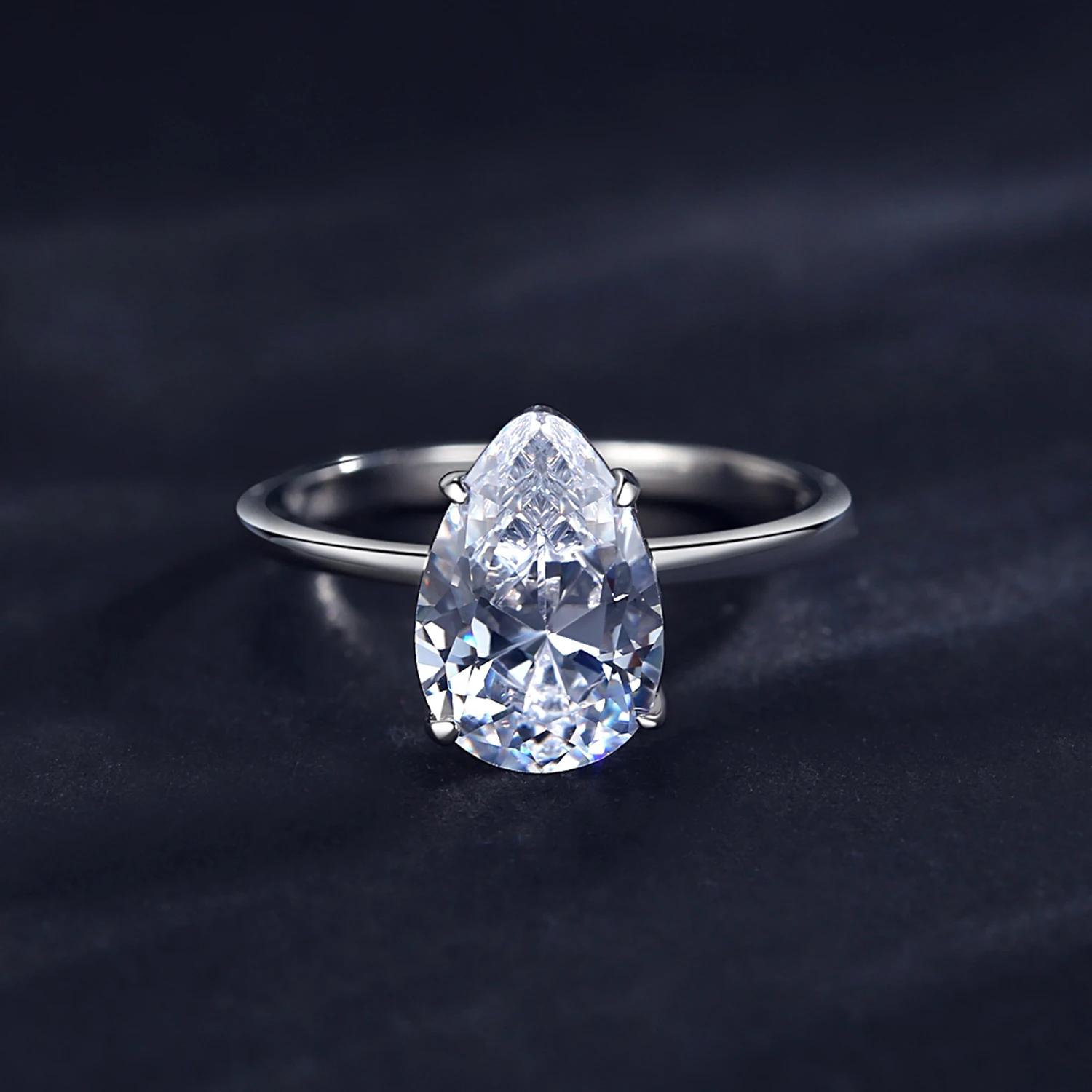 Ailmay 럭셔리 커팅 클리어 CZ 반지 솔리드  클래식 손가락 반지 여성을위한 결혼 약혼 보석 선물