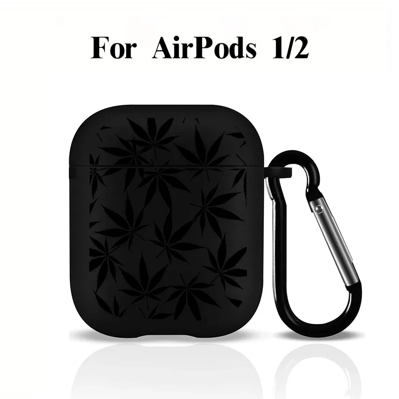 Black Graphic Case for AirPods Pro with Keychain
