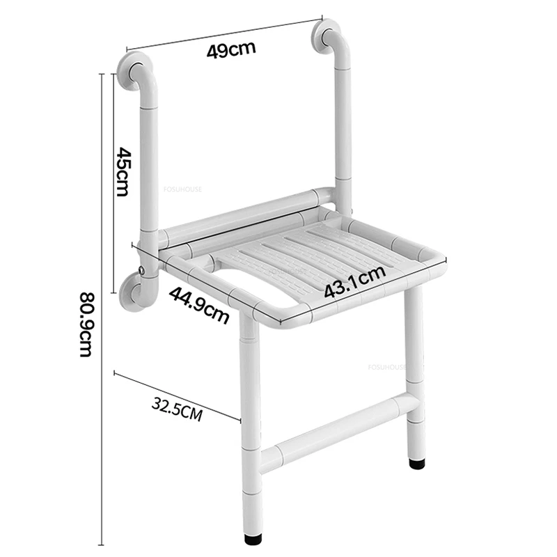 Folding Wall-mounted Bathroom Seats Home Safety Non-slip Shower Chair Bathroom Barrier-free Stainless Steel Armrest Bath Chair 6