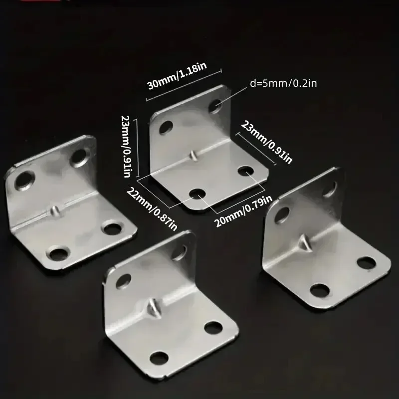 20pcs Stainless Steel Corner Bracket 90 Degree Right Angle Fixed L Bracket for Wood Furniture Cabinet Connector Accessories