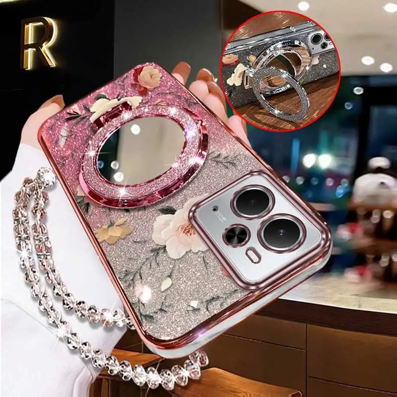 3-Piece Floral Phone Accessory Set: Flower Bud Case, Lanyard & Stand