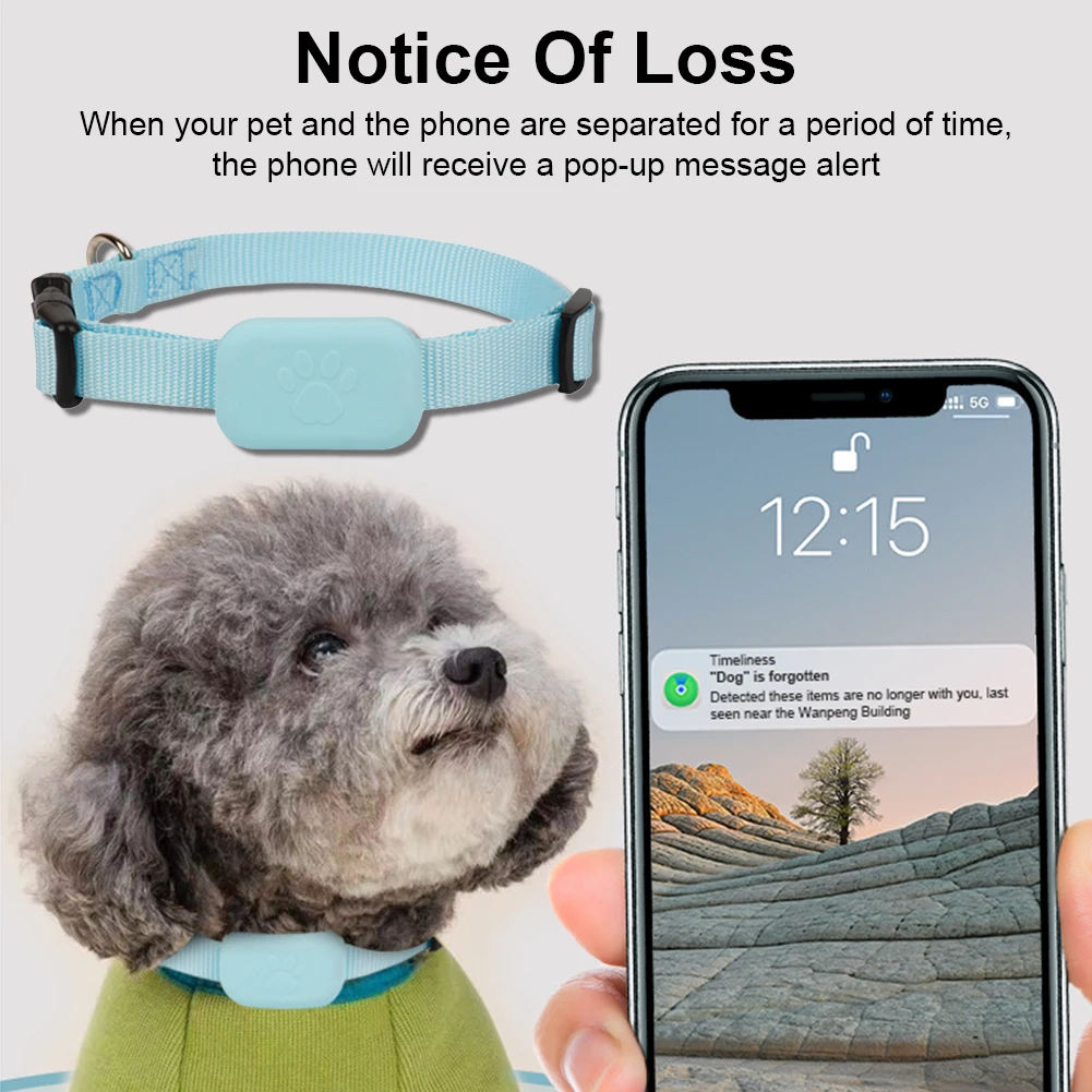 for iOS Dog Collar Mini GPS Tracker Adjustable Animal Tracking Movement Alert Collar Smart Bluetooth GPS Locator for Pet Cats