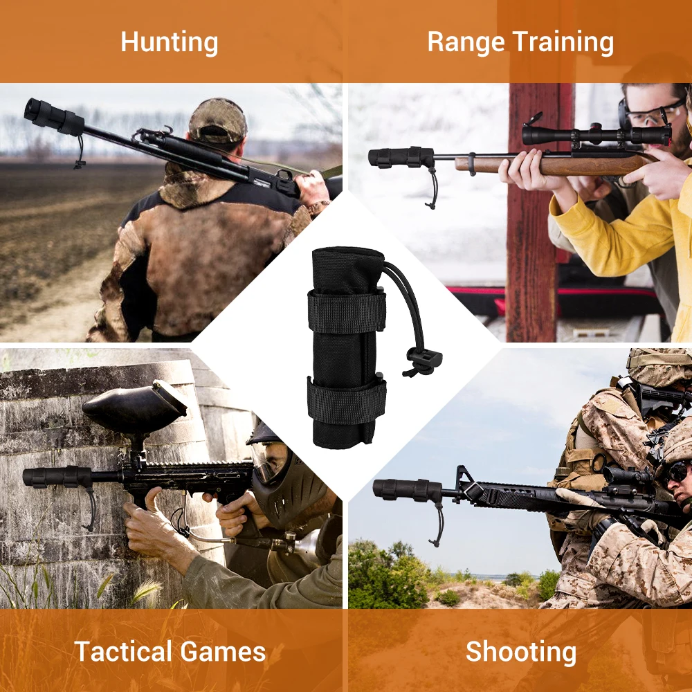 6" Suppressor Cover Heat Resistant Suppressor Wrap Sleeve with Burn Proof Fiber Barrel Protector Cover Case for Hunting Shooting