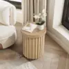 Wood Round Side Table, 19" Fluted Small End Table for Small Spaces, Mid Century Modern Wooden Accent Table, Small Bedside Table 6