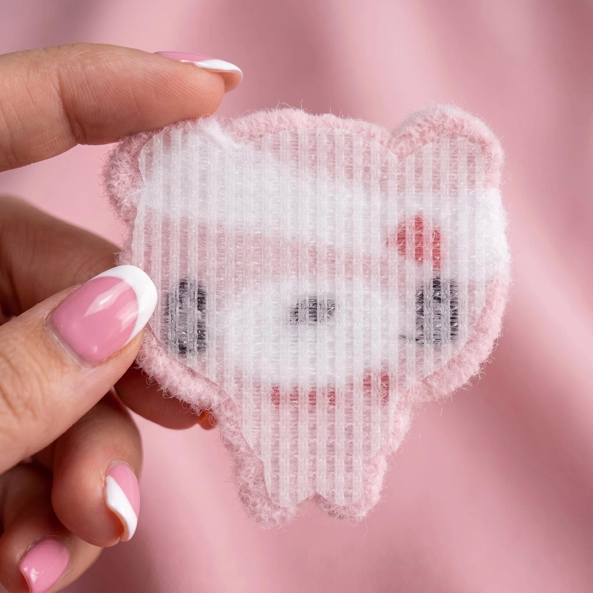 귀여운 봉제 곰 헤어 스티커, 카와이 핑크 곰 패브릭 헤어 클립, 소녀들을 위한 셀프 접착식 헤어 장식