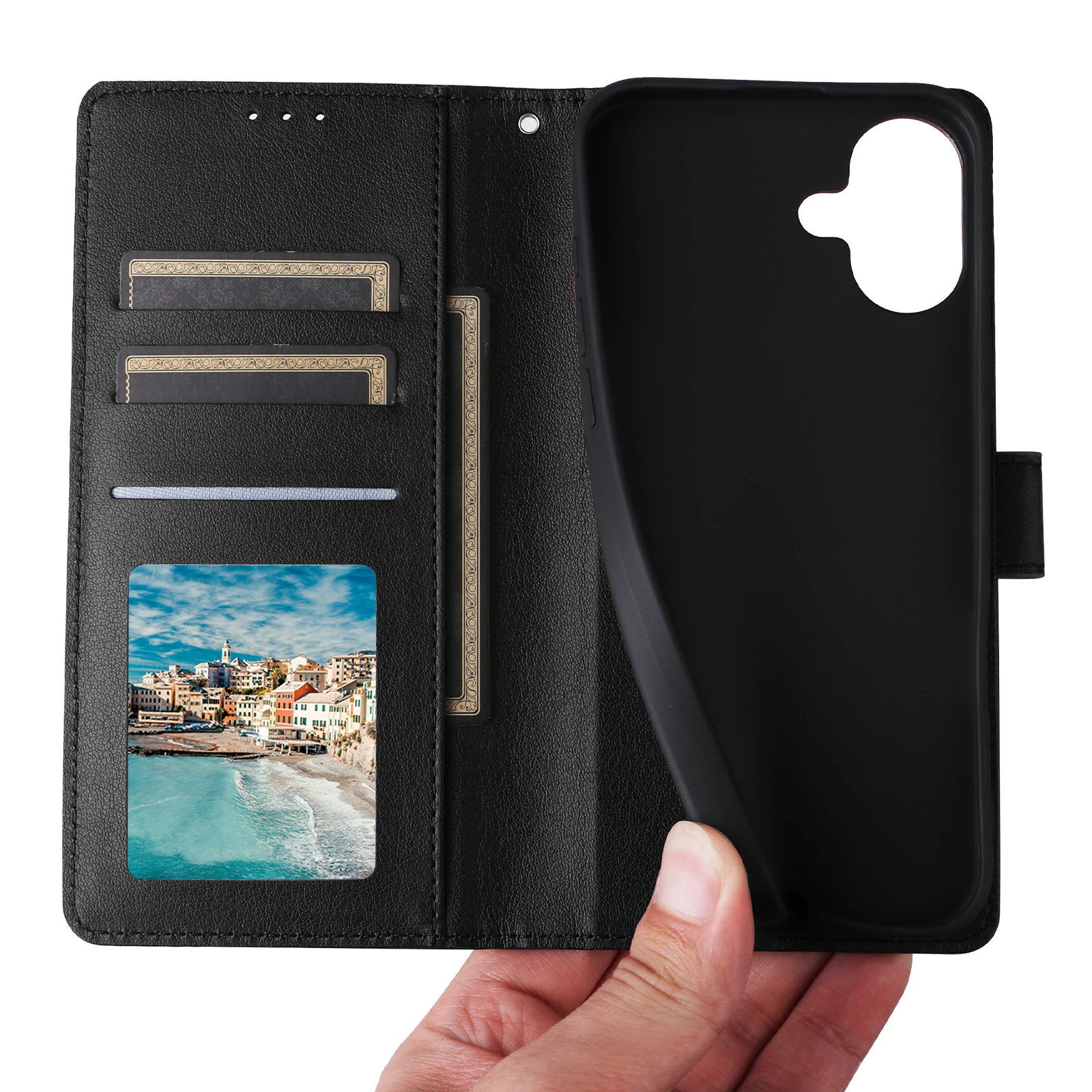 Elegant Flip Leather Wallet Case with Photo Frame Bracket and Shockproof Protective Card Holder