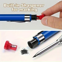 2.8mm Metal Solid Carpenter Mechanical Pencil Set with Pencil Sharpener and Cap For Woodworking Deep Hole Marker Pencil 4
