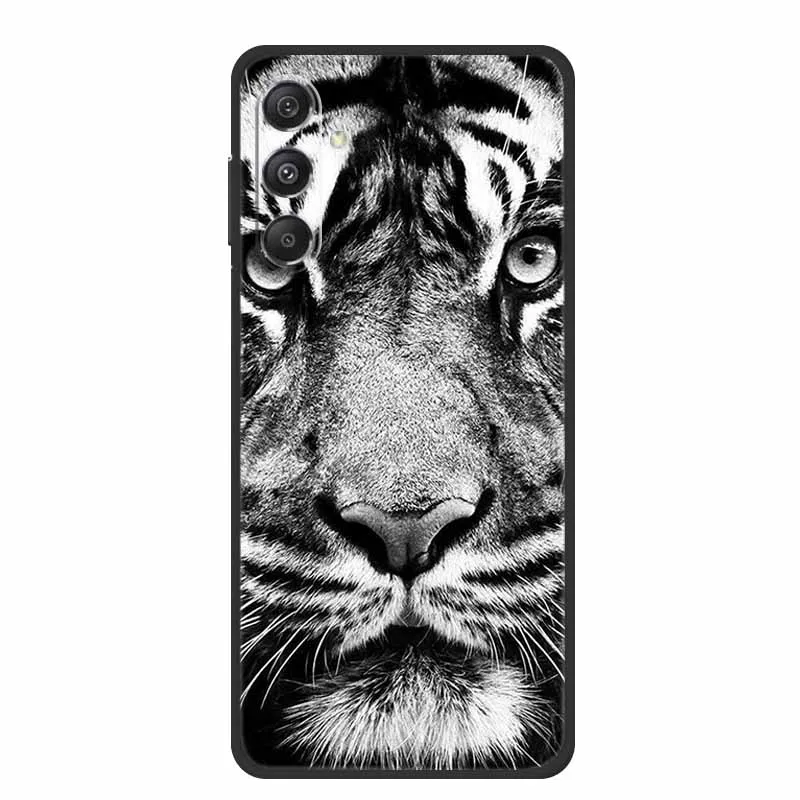 Black Silicone Soft Back Phone Case Cover with Lion, Wolf, and Tiger Design