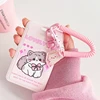 Ins Style Tulip Card Set Cute Elastic Rope Student School Card Bus Meal Card Protection Set Key Chain Work Card ID Set 5