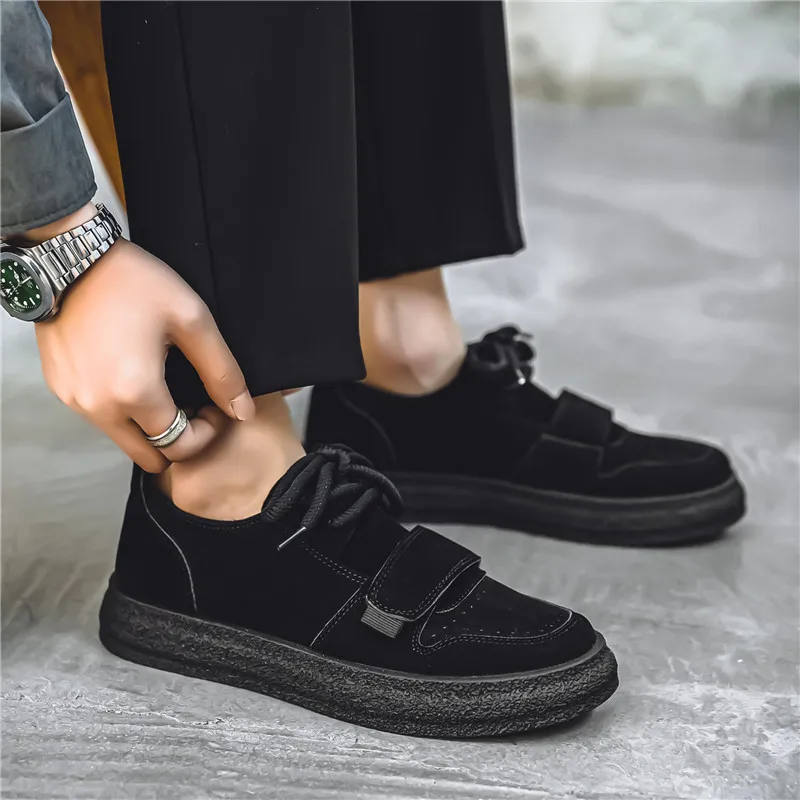 New Khaki Suede Shoes for Man Soft Comfy Men's Leather Casual Shoes Fashion Lace-up Designer Shoe Man Moccasins chaussure hommes 5