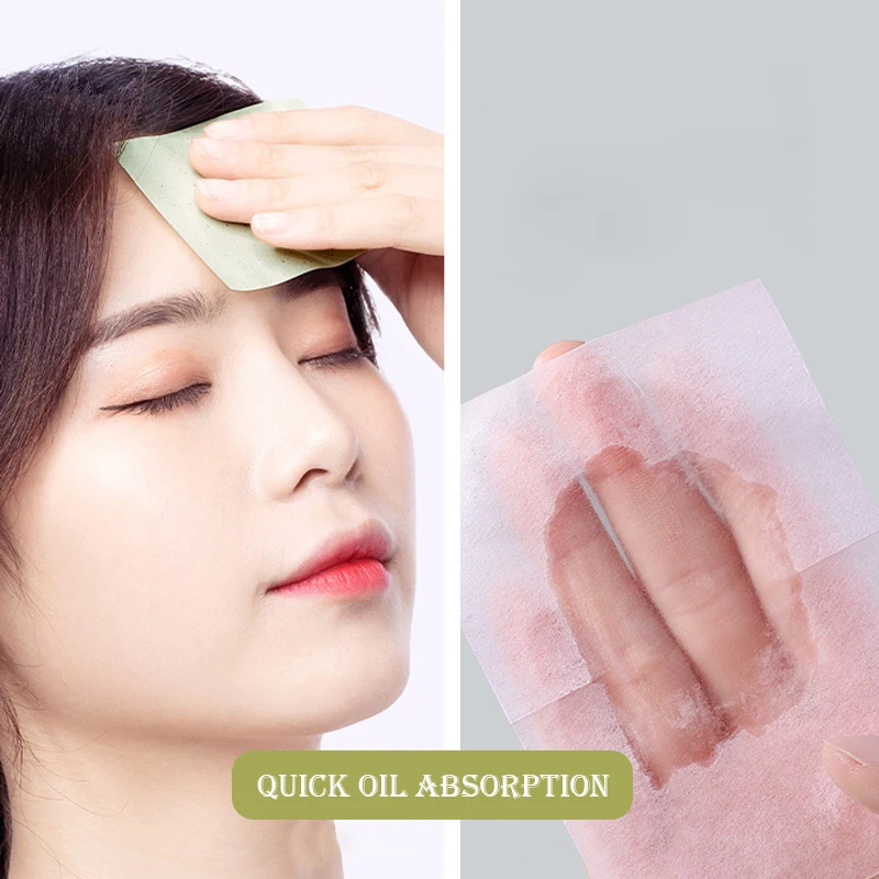 Face Oil Absorbing Paper 100pcs Facial Absorbent Wipes Matcha Anti-grease Oil Absorbing Sheets Cosmetics Makeup Cleaning