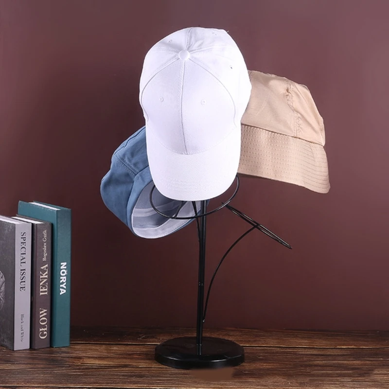 Modern Metal Hat Stand with 5 Round Standing Hooks Baseball Cap Rack Hat Storage Display Holder Simple Hat DropShip