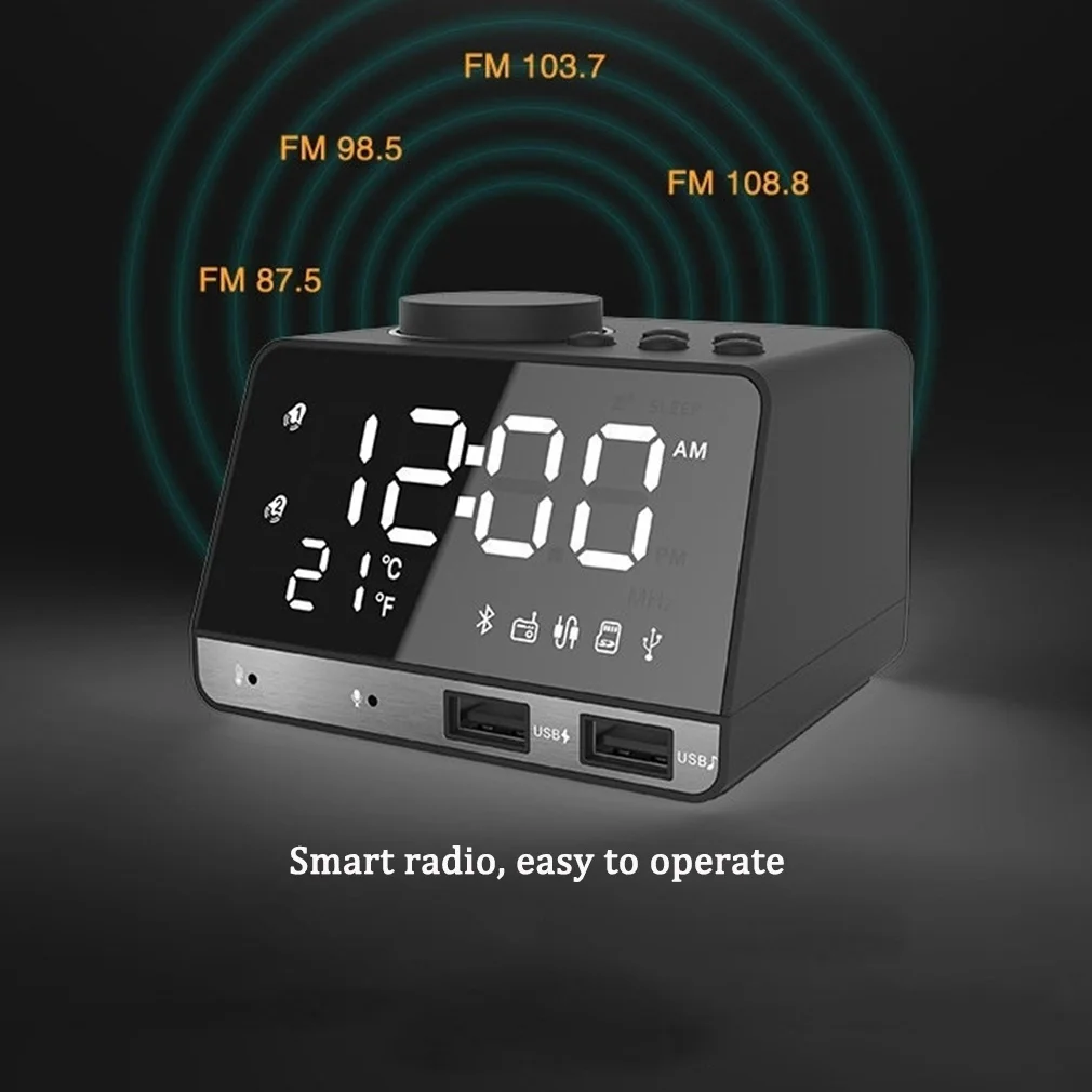 Hot K11 Bluetooth-compatible Radio Alarm Clock Speaker With
