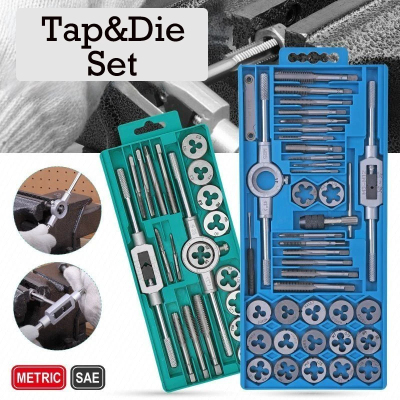 8/12/20/40Pcs Tap & Die Set Tap Wrench Threading Tools Metric/Imperial Hand Tap Tapping And