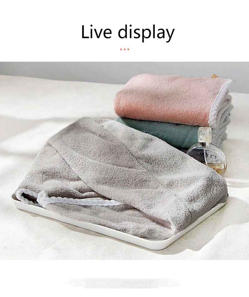 Description Picture 3 of itemDouble Layer Hair Drying Cap Coral Velvet Super Absorbent Hair Drying Towel Quick Soft Shower Cap Drying Towel