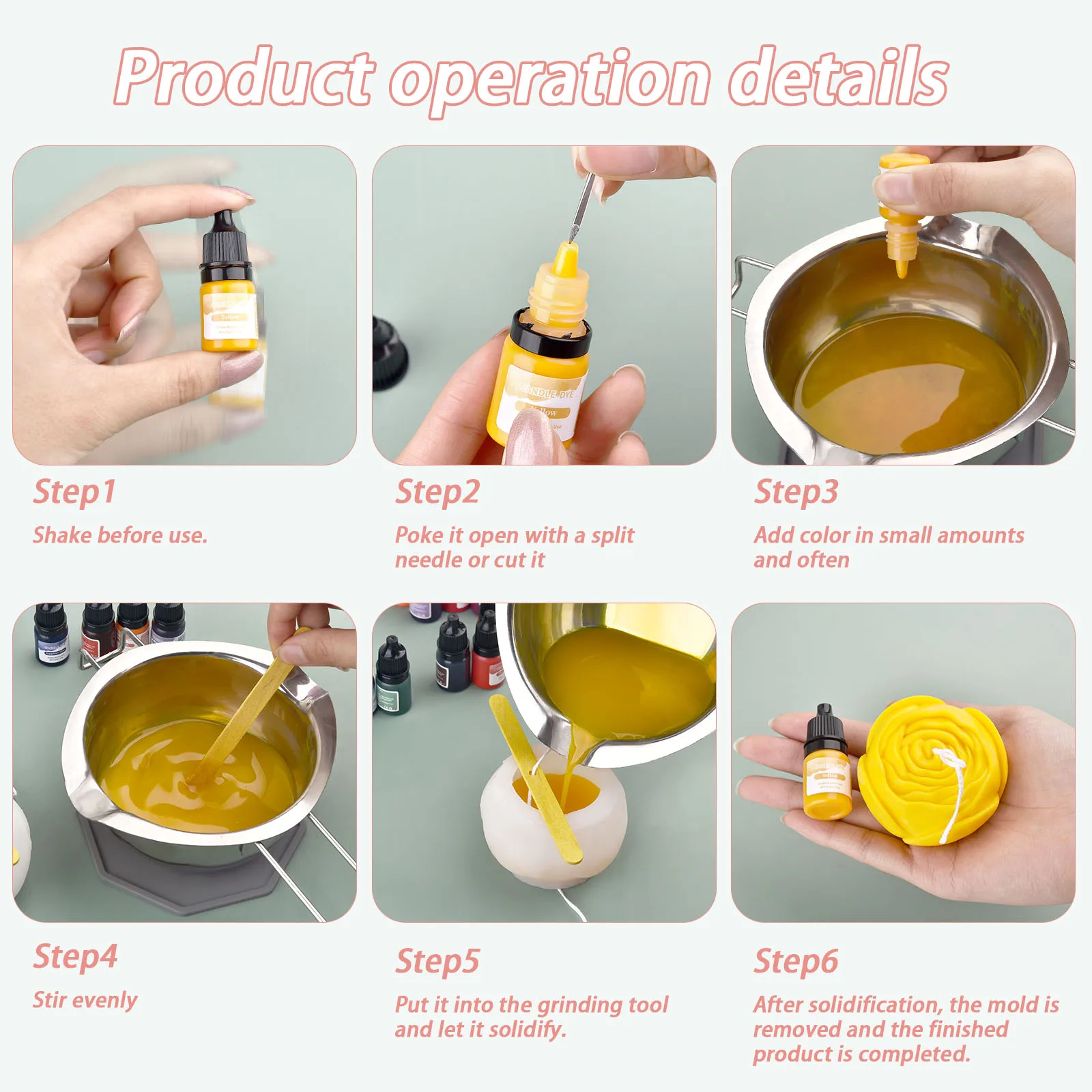 Candle Dyes Pigment Soy Candle Wax Pigment Candle Dyes Kit 5ml/Bottle Candle Wax Pigment Colorant Non-Toxic Soy Candle Wax Pigment Liquid Dye Soy DIY Soap Dyes Making Supplies