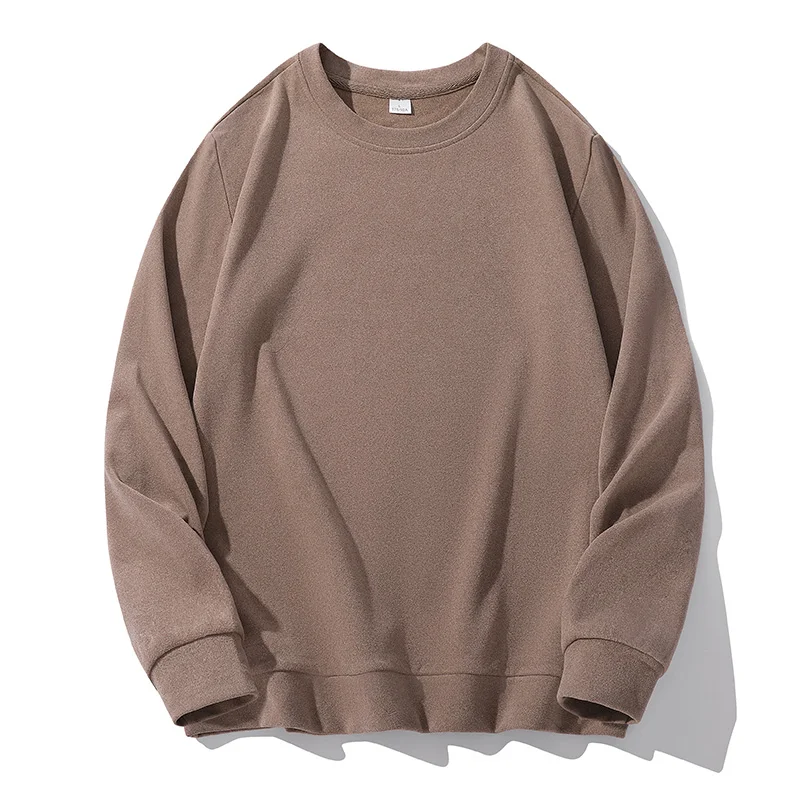 

Men's 2024 Pullover Round Neck Fashionable Splicing Solid Color Loose Casual Long Sleeved T-shirt Versatile Long Sleeved Tops