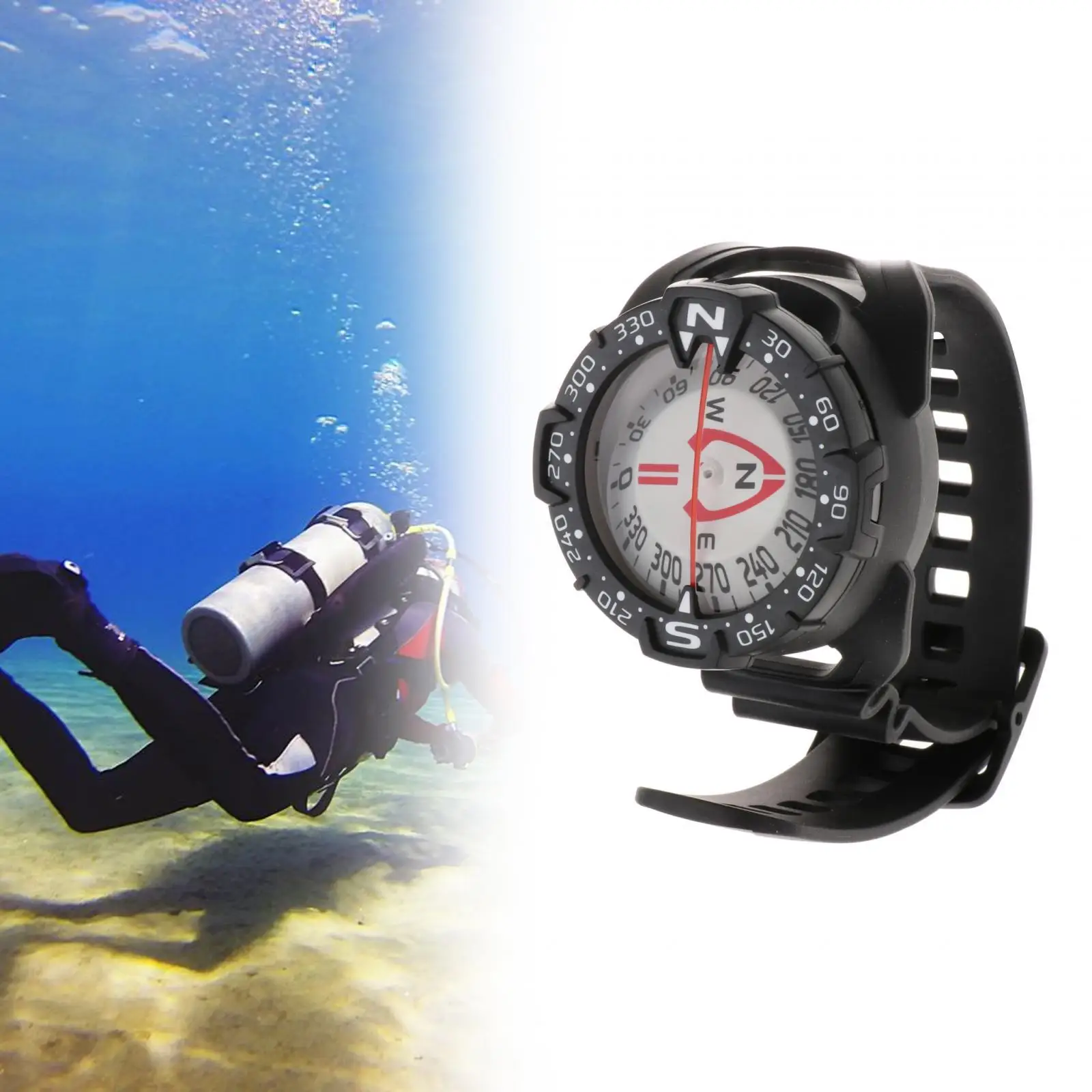 

Underwater Wrist Mount Compass Scuba Diving Compass for Emergency Survival
