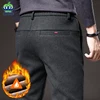 Winter Fleece Warm Men's Brushed Fabric Casual Pants Outdoors Business Thick Velvet Cotton Flocking PlushTrousers Male 28-38 1