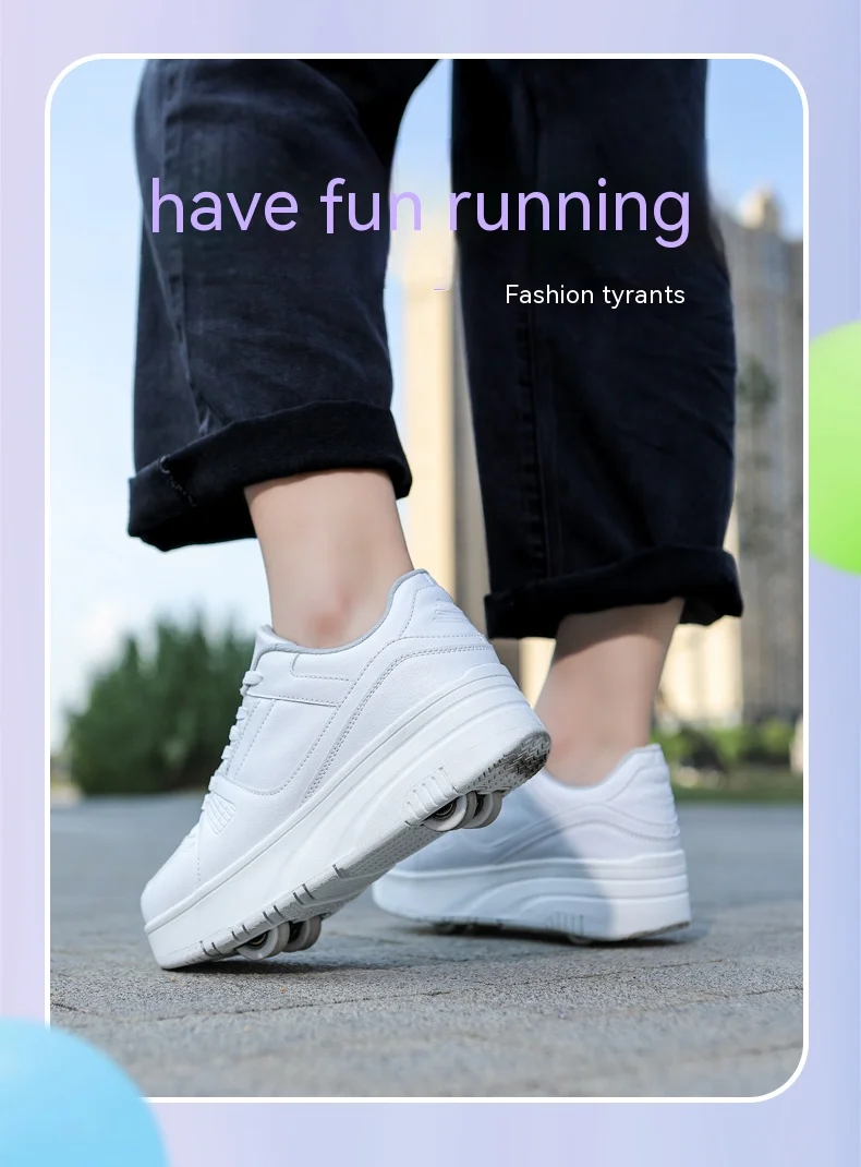 Description Picture 6 of itemChildren's walking shoes four-wheel lace-up girls' skates Boys' outdoor sports roller shoes Invisible shoes with wheels