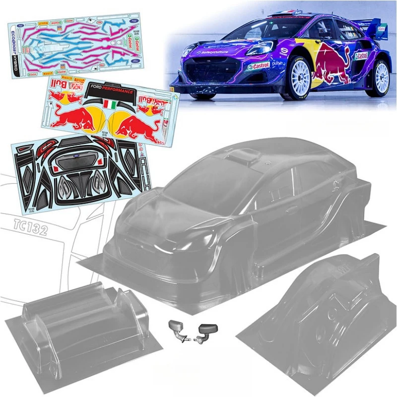 

RC Rally Body 1/10 Ford Sport WRC Clear Car Shell set for 258mm Chassis Drift Car Tamiya TT01 TT02 Hsp Kyosho Hpi Racing