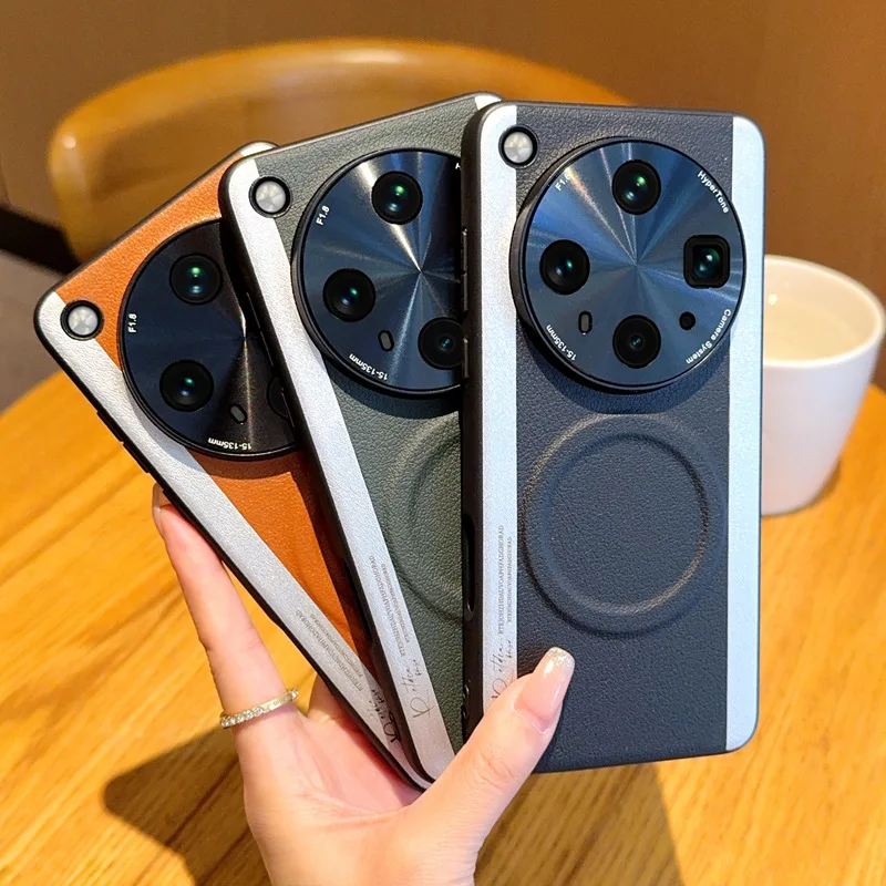 Luxury PU Magnetic Wireless Charging Protective Phone Case Back Cover Shell