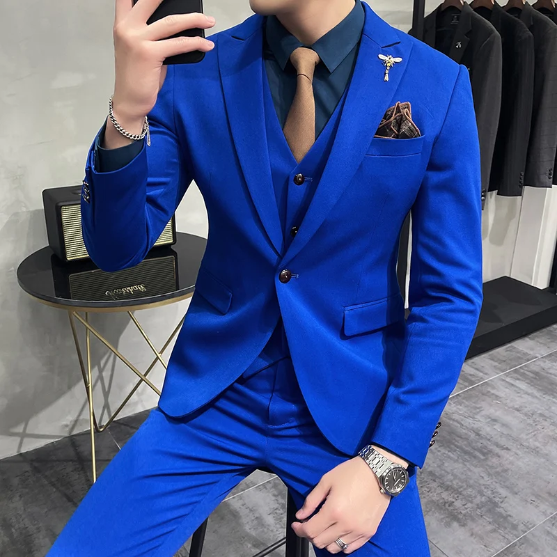 2022BrandNewRoyalBlueCasualMensSuitCostumeWeddingSuitsFor