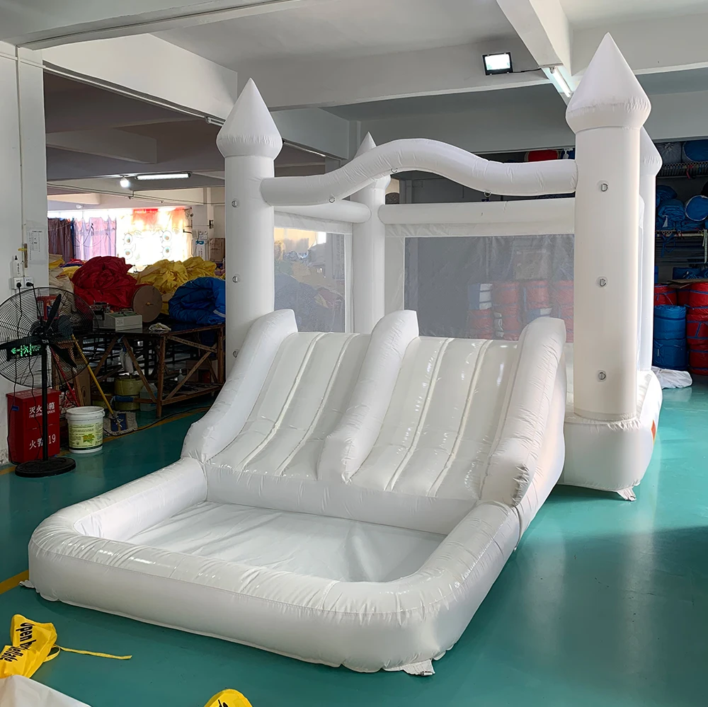 Inflatable Toys White Bounce House 5.6*3.3*3M Trampoline 33KG With Blower Jumping Castle Bouncy House For kids Wedding Toys 2