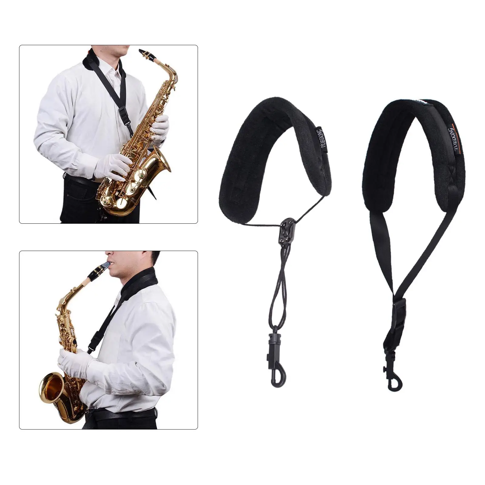 Soft Saxophone Neck Strap with Metal Snap Adjustable Length Clarinet Neck Strap