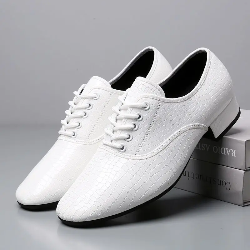 White Stone Pattern New Dance Shoes Square Dance Shoes Soft Sole Social Dance Shoes Leather Latin Dance Sneakers 3