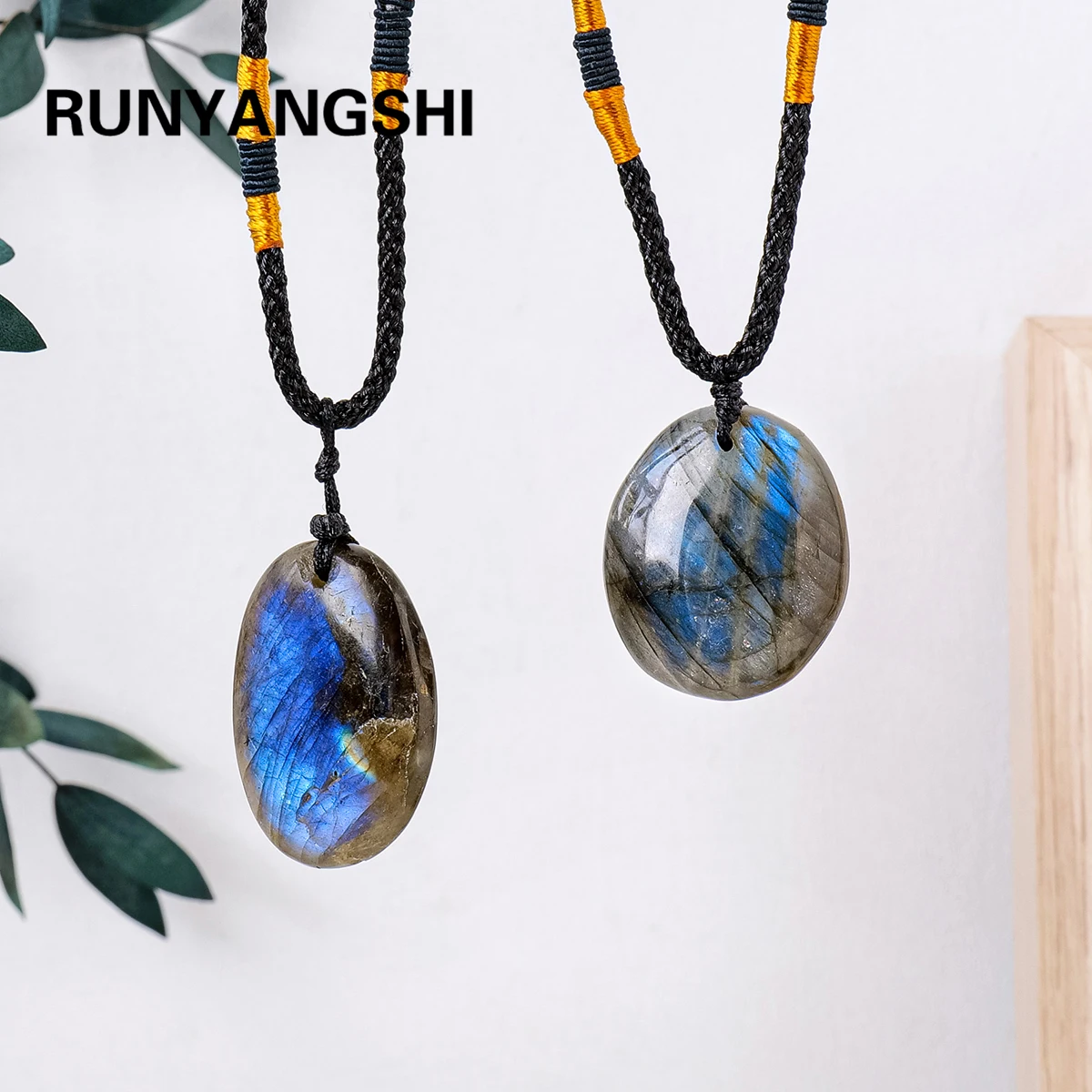 Natural Blue Labradorite Moonstone Gemstone Crystal Pendant Necklace Spiritual Meditation 1PC
