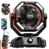 coldSky 20000mAh Battery Camping Fan with 4 LED Lantern 8 Speeds Desk Fan Portable Outdoor Fan for Tent Power Outages Jobsite 1