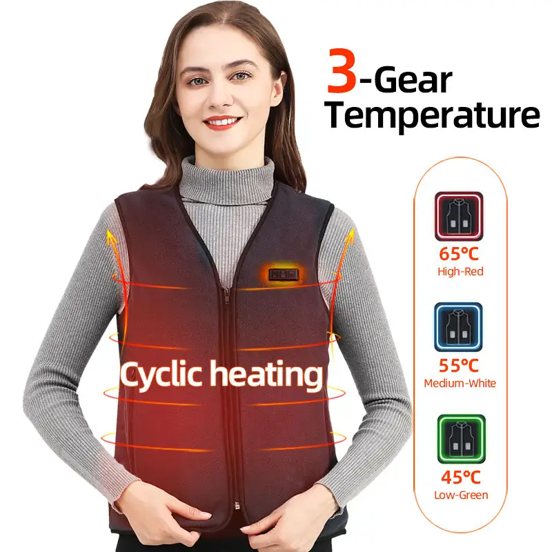 Smart Fleece Heated Vest Men USB Electric Self Heating Vest Women Rechargeable Heated Jacket Thermal Hunting Heated Clothes - Image 4