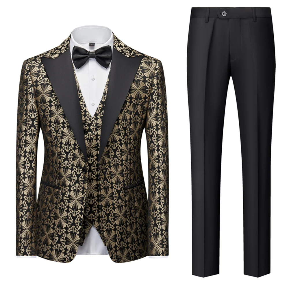 Full Men's Suit 2023 New in Slim Fit Business Casual Blazer Pants Vest 3 Pieces Sets Formal Party Evening Wedding Suits for Men