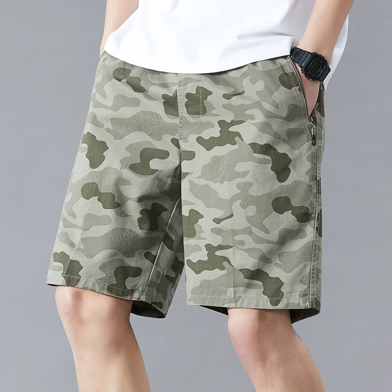 Men Camouflage Short Pants Bermuda Shorts Baggy Plus Size Zipper Pocket Summer Hot Cotton Linen 6XL Hawaii Beach Swimsuit Shorts