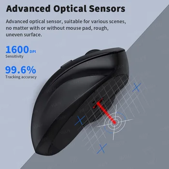 Ergonomic Rechargeable Wireless Bluetooth Mouse for PC Computer Laptop Macbook 1600DPI Dual Mode Mouse for IOS Android Tablet 4