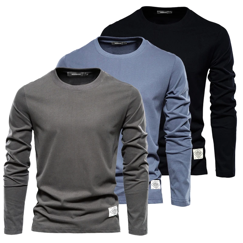 

Spring New Men T Shirt Fashion O-Neck Long Sleeved Cotton Mens Tshirts High Quality Man T-Shirt