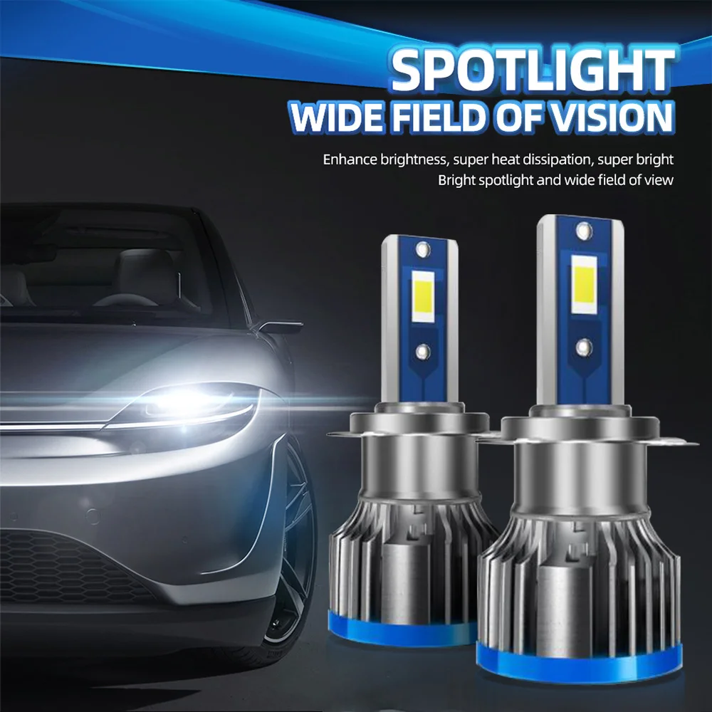 2pcs H7 LED Headlight Bulbs CANBUS 6000K White High Bright 26000LM Car Driving Lamp Fanless Error Free Fanless Spotlight