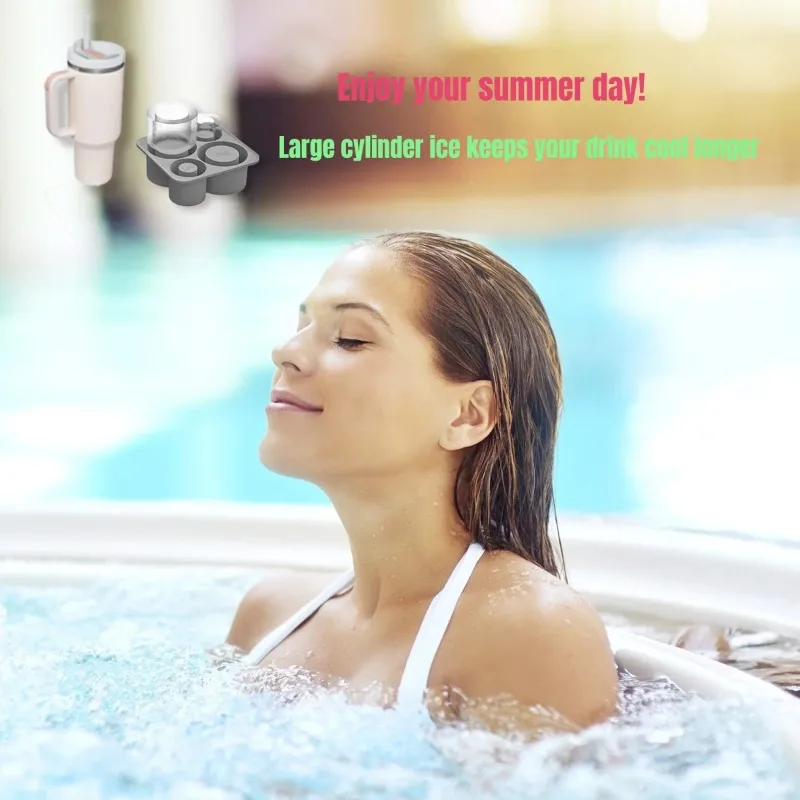 Silicone Cylinder Ice Mold with Lid-Fit 20/30/40oz Stanley Tumblers,Leak-Proof Slow-Melting Ice Sticks for Cocktails&Iced Coffee