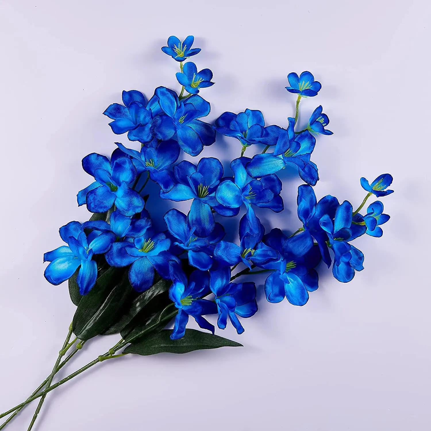 Set of 10 Elegant Blue Artificial Orchid Stems for Weddings and Home Décor