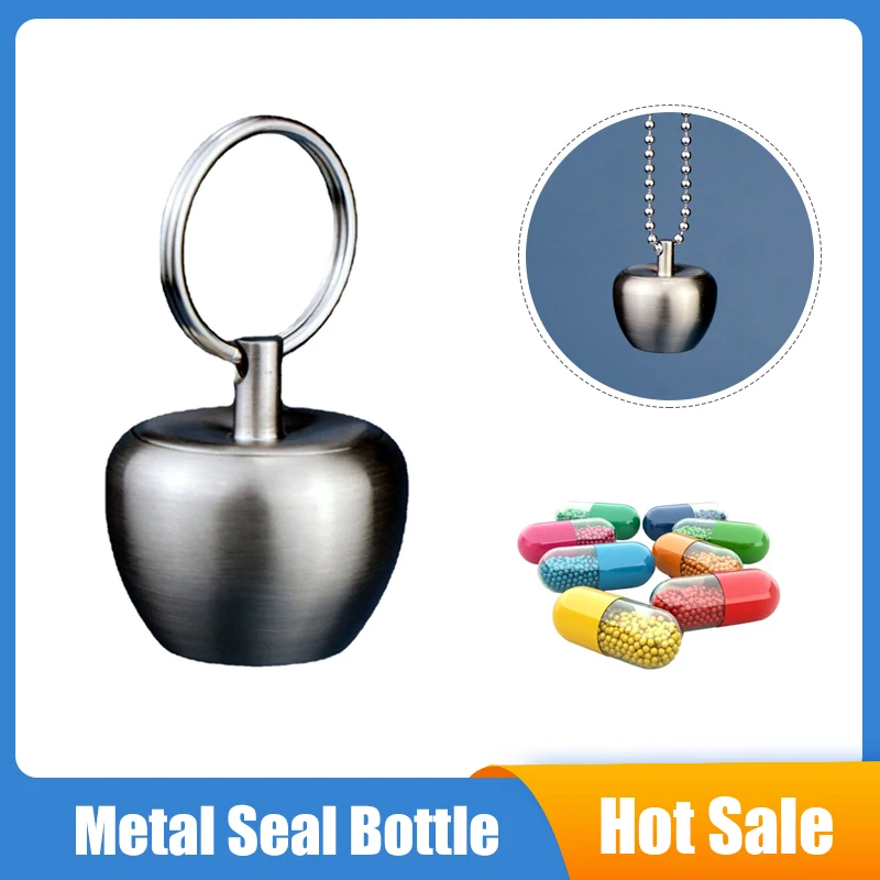 Stainless Steel Waterproof Medicine Pill Case Mini Apple Pill Box