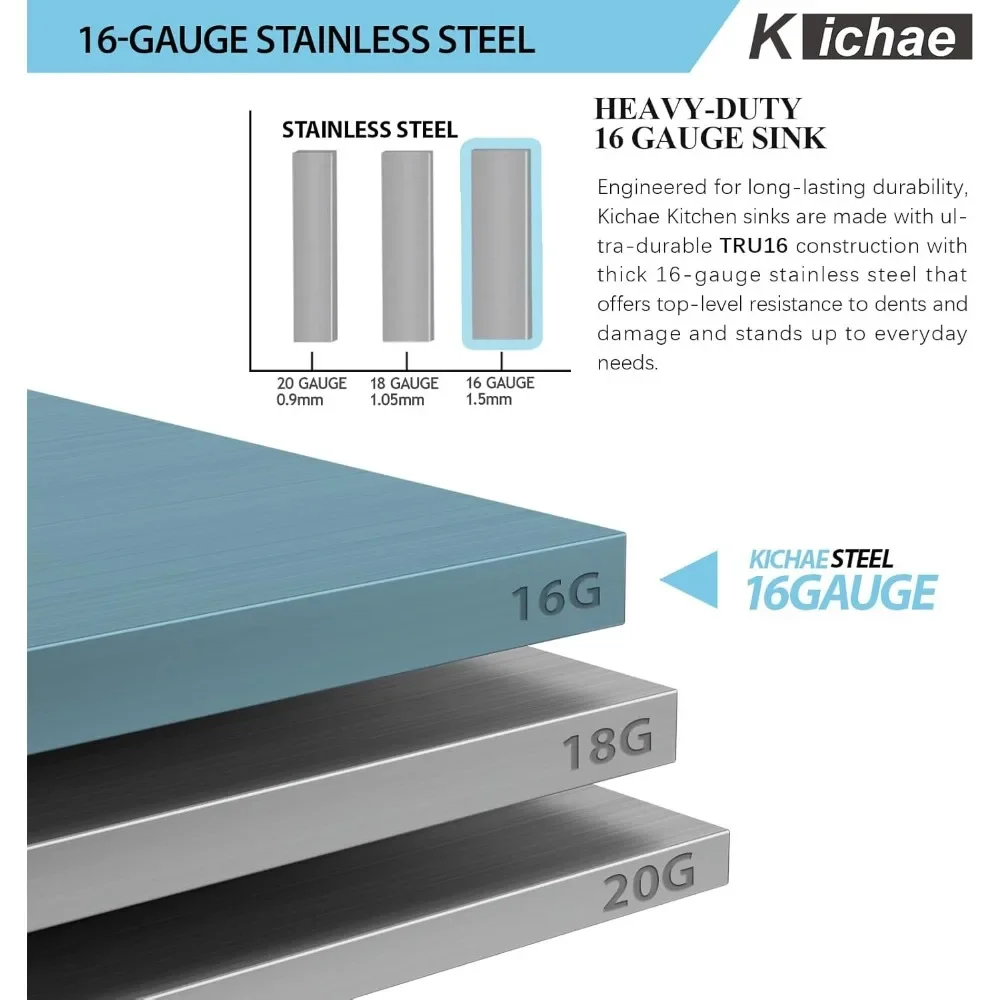 NEW-33 Kitchen Sink Drop In - 33 x 22 Kitchen Sink Ledge Workstation Topmount Drop-In Single Bowl Stainless Steel 16 Gauge Singl
