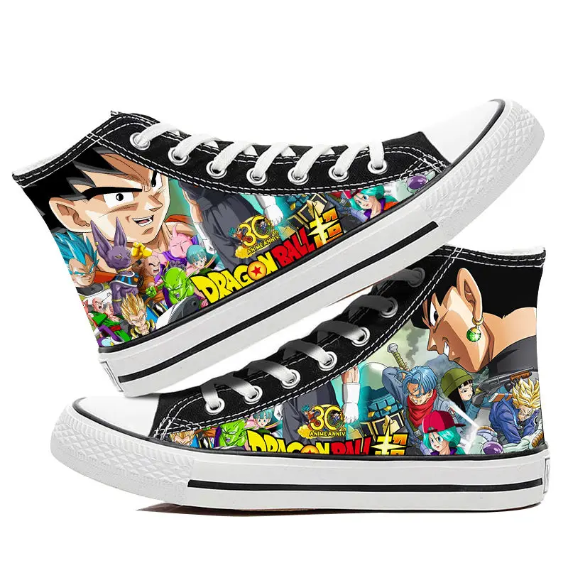 Anime Dragon Ball Z Figure Son Goku Fashion Canvas Shoes Super Saiyan High Upper Vulcanized Shoes Breathable Casual Sneaker Gift